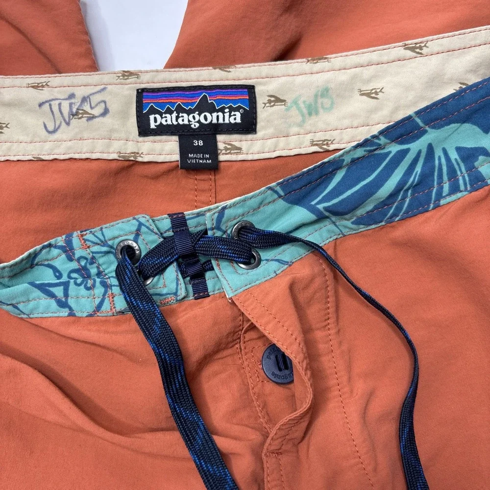 Patagonia Orange Boardshorts M's Patch‎ Pocket Wavefarer Mens 38 Swim Shorts